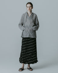 MEYAME TUCKED JACQUARD BORDER SKIRT MEY-2432 BLACK