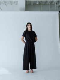 MEYAME  COTTON LINEN SIDE LINE WIDE PANTS MEY-2440 CREAM