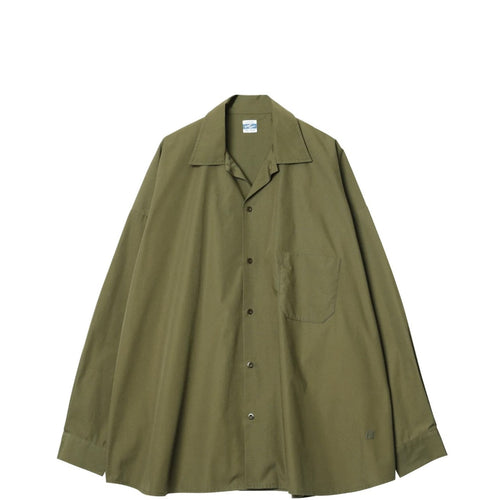 ARMY TWILL / Cotton/Polyester Plain Big Shirt KHAKI