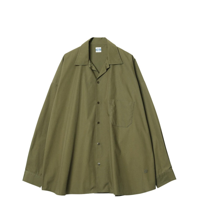 ARMY TWILL / Cotton/Polyester Plain Big Shirt KHAKI