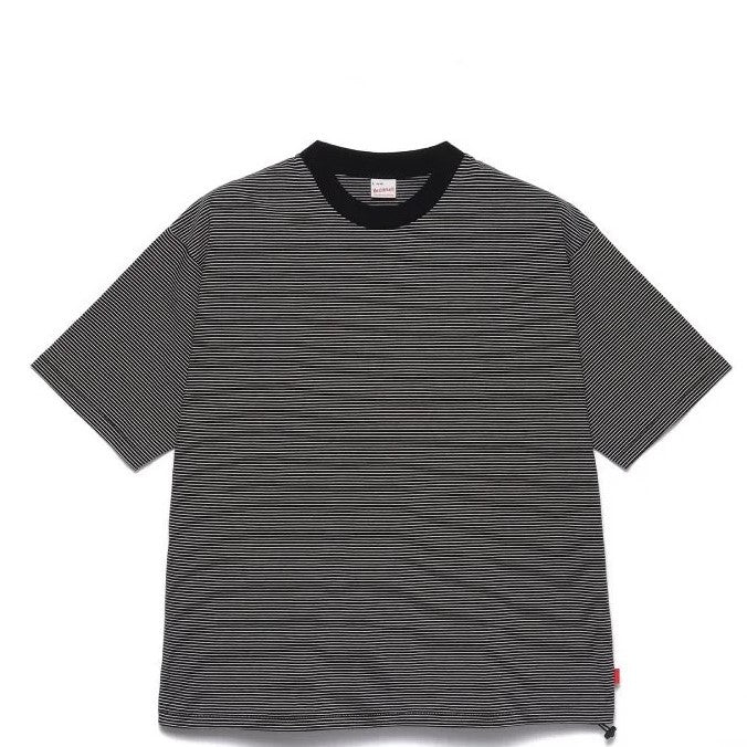 Healthknit / ナローボーダー　ワイドクルーネック半袖Tシャツ BLACK*NATURAL