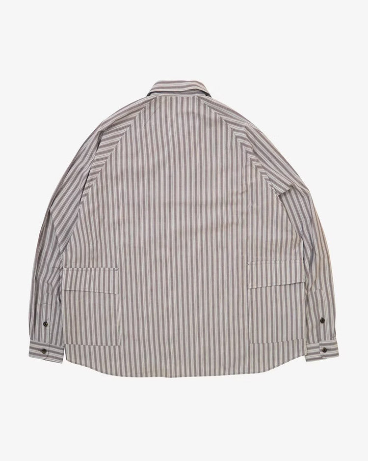Sillage / big pocket overshirt dead stock gray stripe 