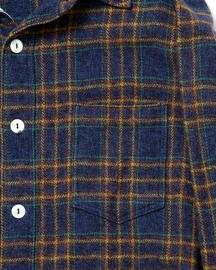 THE CORONA UTILITY   CS001 - NAVY 1POCKET SHIRT / Navy × Green CS001-26-03