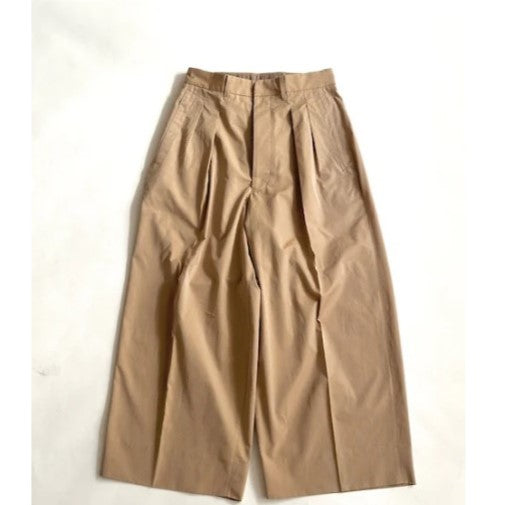 HAVERSACK / 120/2 Chambray High-Waisted Wide Pants BEIGE