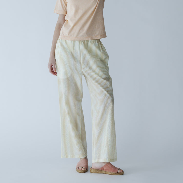 MEYAME / LIGHT COTTON STRIPE PANTS YELLOW