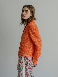 MEYAME WOOL LACE KNIT CARDIGAN MEY-2527 ORANGE