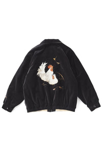 OLD JOE BRAND   STUNNING VELVET SOUVENIR JACKET(Niwatori to Hiyoko)