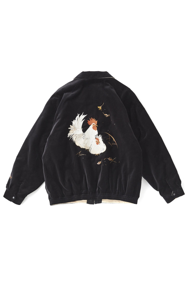 OLD JOE BRAND   STUNNING VELVET SOUVENIR JACKET(Niwatori to Hiyoko)