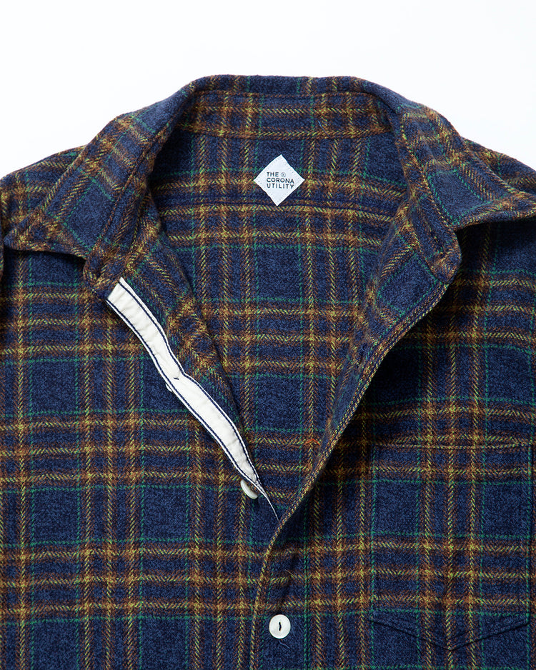 THE CORONA UTILITY   CS001 - NAVY 1POCKET SHIRT / Navy × Green CS001-26-03