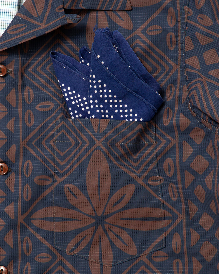 THE CORONA UTILITY  CS097 - FRENCH CAFE SHIRT S/S / Charcoal Grey × Brown CS097-26-02