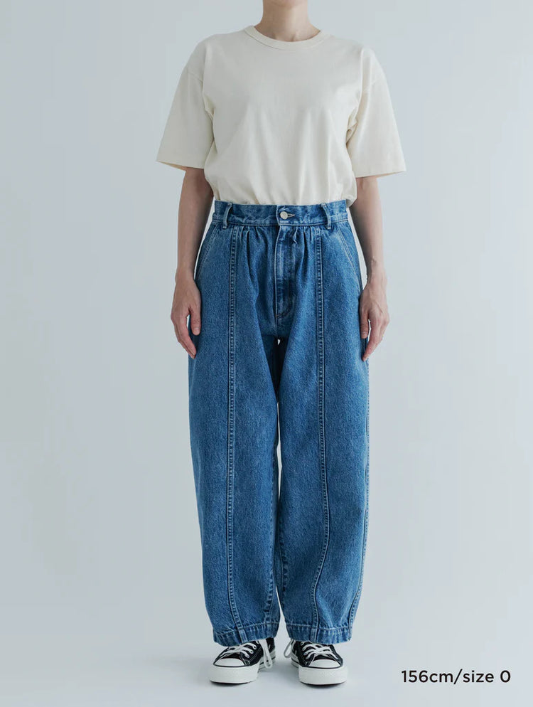 MEYAME DENIM WIDE TUCK PANTS MEY-2516 BLUE