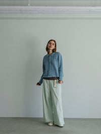 MEYAME WOOL LACE KNIT CARDIGAN MEY-2527 BLUE