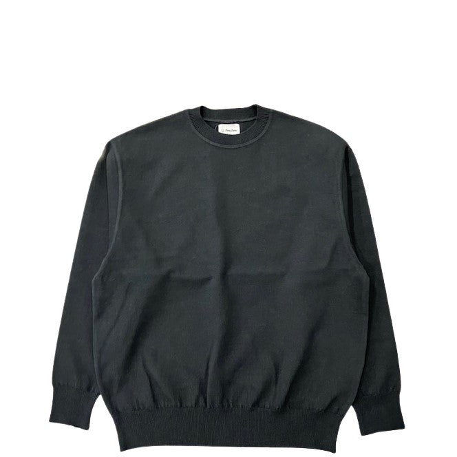 Yonetomi / WAVE COTTON KNIT P/O SOLID BLACK