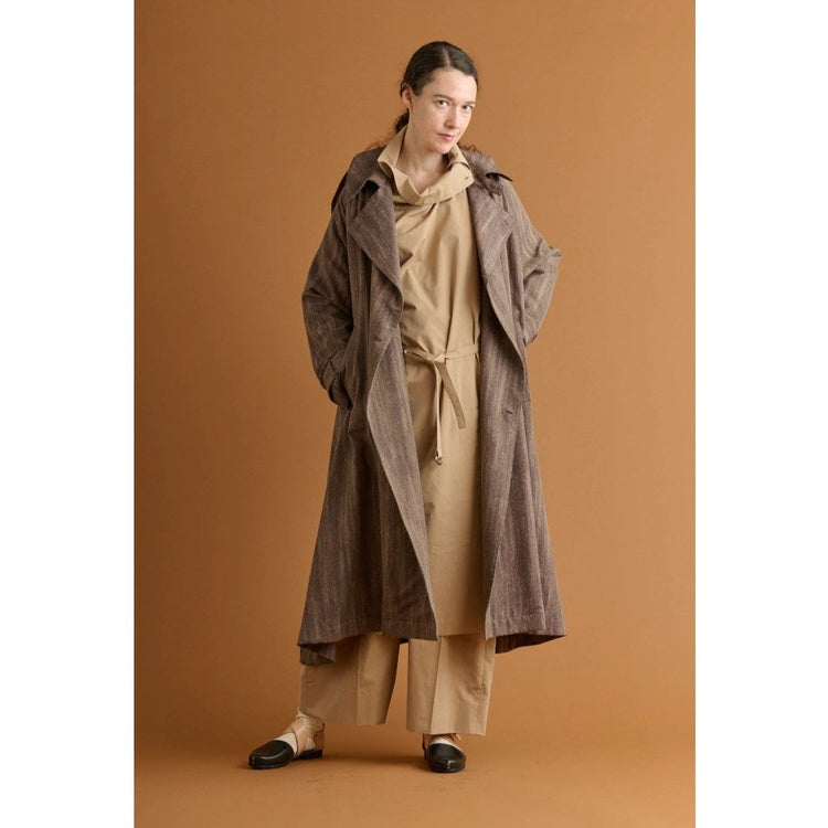 HAVERSACK / 120/2 Chambray High-Waisted Wide Pants BEIGE