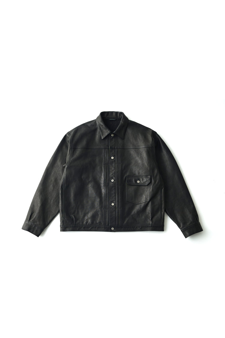 OLD JOE BRAND   PATINA HORSE-HIDE RIVETED JACKET 262OJ-JK17 PATINA BLACK