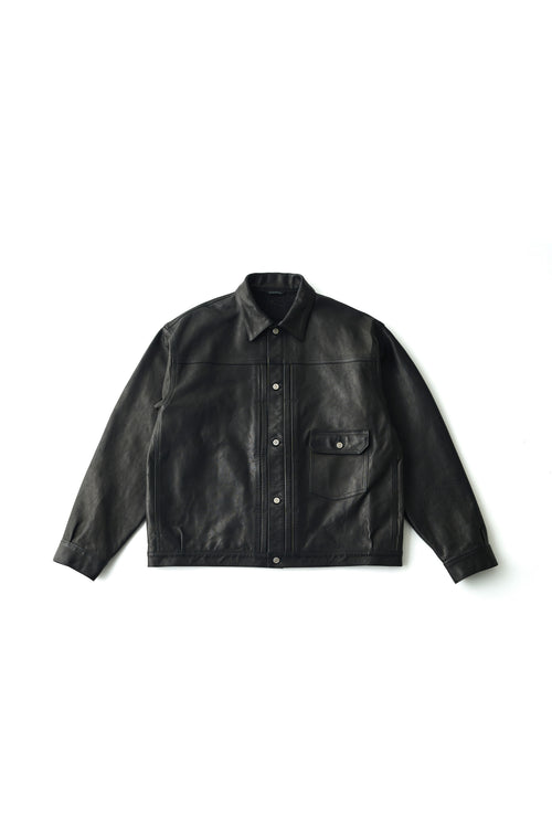 OLD JOE BRAND   PATINA HORSE-HIDE RIVETED JACKET 262OJ-JK17 PATINA BLACK