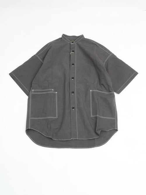 HAVERSACK  C/Lタイプライターバンドカラー半袖オーバーシャツ 822632  04 CHARCOAL