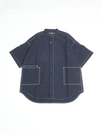 HAVERSACK  C/Lタイプライターバンドカラー半袖オーバーシャツ 822632  59 NAVY