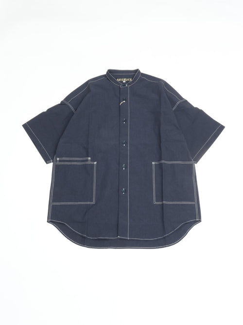 HAVERSACK  C/Lタイプライターバンドカラー半袖オーバーシャツ 822632  59 NAVY