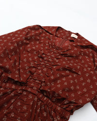 MEYAME　PRINT SUMMER DRESS MEY-2420 BURGUNDY