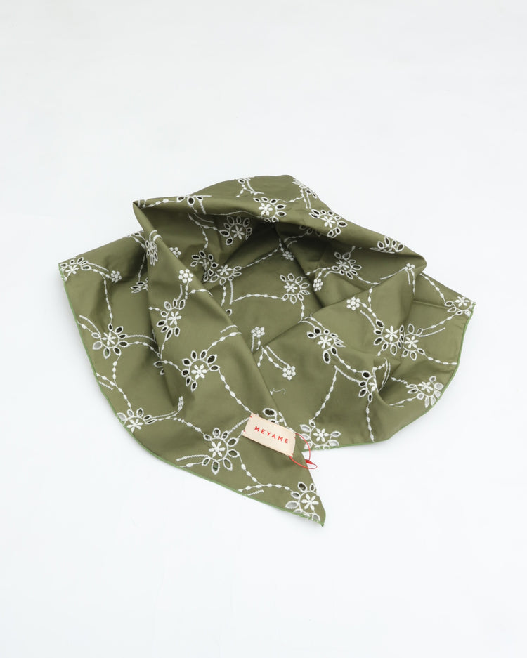 MEYAME EMBROIDERED SCARF MEY-2433 OLIVE