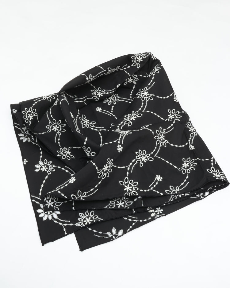 MEYAME EMBROIDERED SCARF MEY-2433 BLACK
