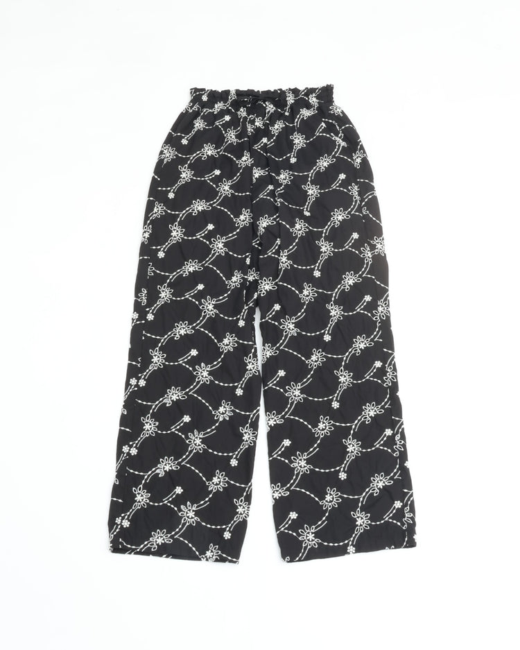 MEYAME EMBROIDERED COZY PANTS MEY-2427 BLACK