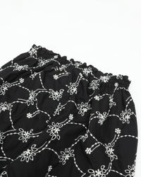 MEYAME EMBROIDERED COZY PANTS MEY-2427 BLACK