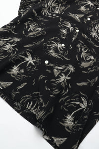 OLD JOE BRAND  ORIGINAL PRINTED OPEN COLLAR SHIRTS (PALM TREE) Short-sleeve BLACK 261OJ-SH23