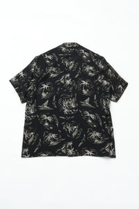 OLD JOE BRAND  ORIGINAL PRINTED OPEN COLLAR SHIRTS (PALM TREE) Short-sleeve BLACK 261OJ-SH23