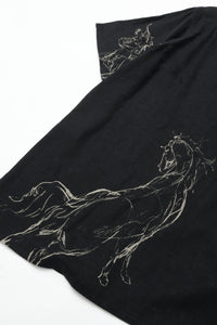 OLD JOE BRAND  ORIGINAL PRINTED OPEN COLLAR SHIRTS (ANIMAL DRAWING) Short-sleeve BLACK 261OJ-SH22