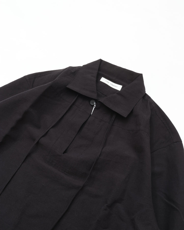 THE HINOKI　COTTON LINEN ORGANIC COTTON SKIPPER SHIRT TH26S-29 BLACK