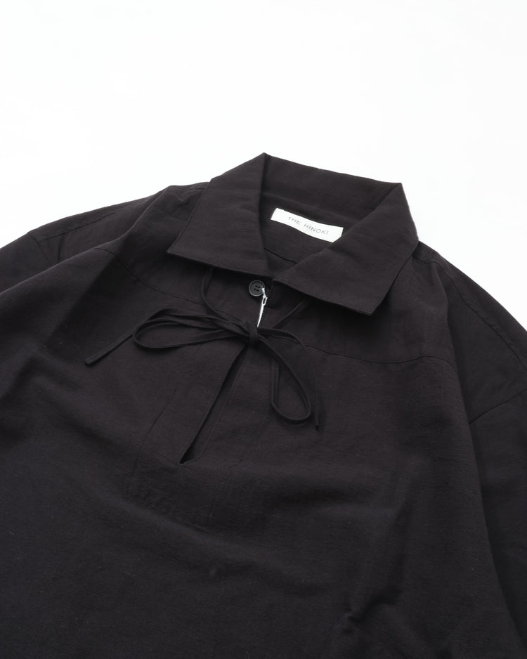 THE HINOKI　COTTON LINEN ORGANIC COTTON SKIPPER SHIRT TH26S-29 BLACK