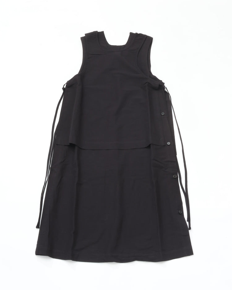 THE HINOKI　COTTON LINEN ORGANIC COTTON SLEEVELESS LAYERED DRESS TH26S-32 BLACK