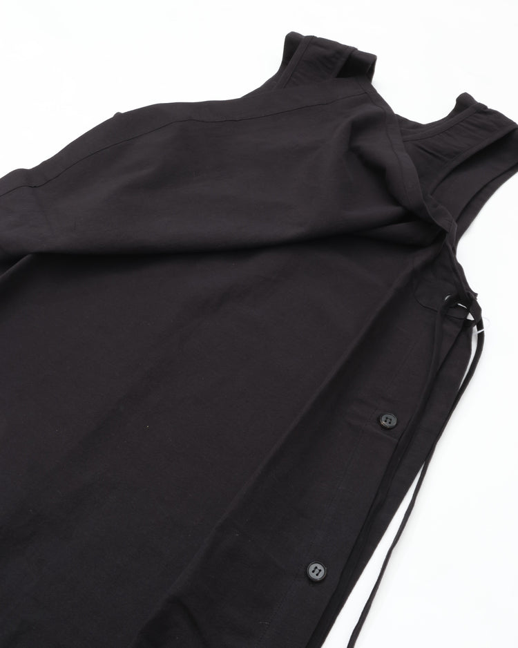 THE HINOKI　COTTON LINEN ORGANIC COTTON SLEEVELESS LAYERED DRESS TH26S-32 BLACK