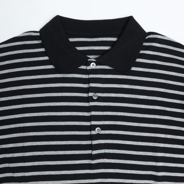 PORTER CLASSIC / H/W BEATNIK BORDER POLO SHIRT BLACK