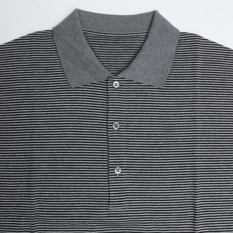 PORTER CLASSIC / H/W BEATNIK BORDER POLO SHIRT GRAY BLACK