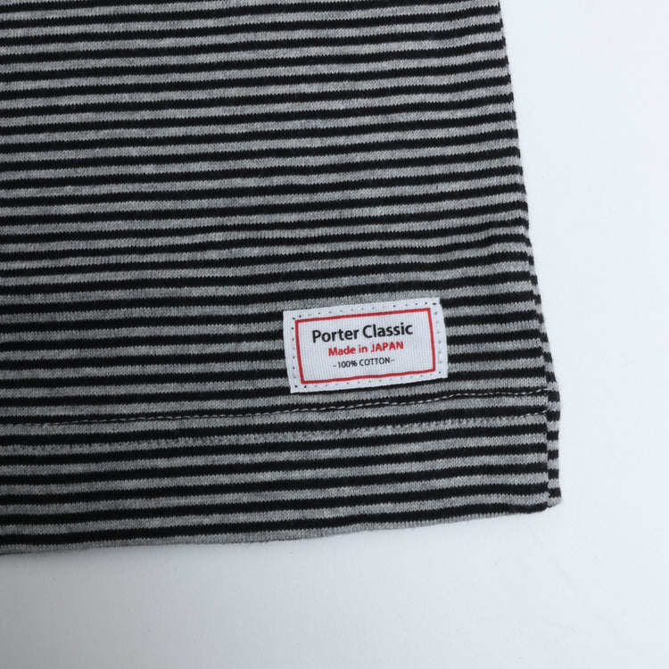 PORTER CLASSIC / H/W BEATNIK BORDER POLO SHIRT GRAY BLACK