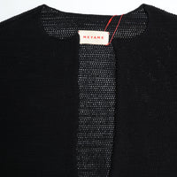 MEYAME / LONG SLIT HALF-SLEEVE KNIT BLACK