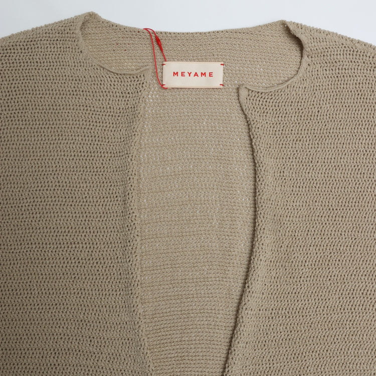 MEYAME / LONG SLIT HALF-SLEEVE KNIT BEIGE