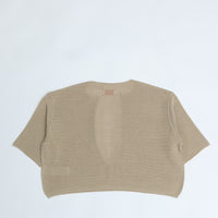 MEYAME / LONG SLIT HALF-SLEEVE KNIT BEIGE