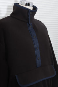 MEYAME / FLLECE SNAP LONG DRESS BLACK