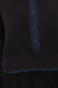 MEYAME / FLLECE SNAP LONG DRESS BLACK