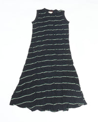 MEYAME　TUCKED JACQUARD BORDER SLEEVELESS DRESS MEY-2403 BLACK