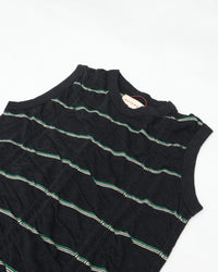 MEYAME　TUCKED JACQUARD BORDER SLEEVELESS DRESS MEY-2403 BLACK