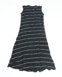 MEYAME　TUCKED JACQUARD BORDER SLEEVELESS DRESS MEY-2403 BLACK