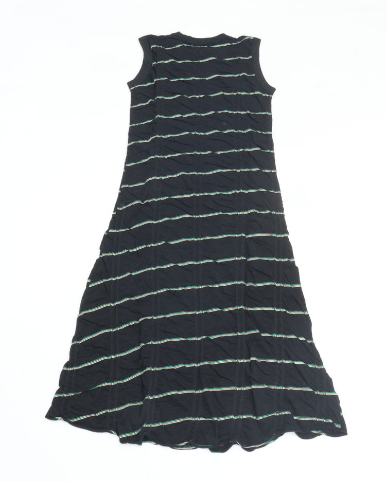 MEYAME　TUCKED JACQUARD BORDER SLEEVELESS DRESS MEY-2403 BLACK