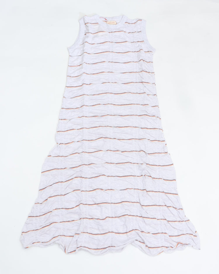 MEYAME　TUCKED JACQUARD BORDER SLEEVELESS DRESS MEY-2403 HEATHERGREY
