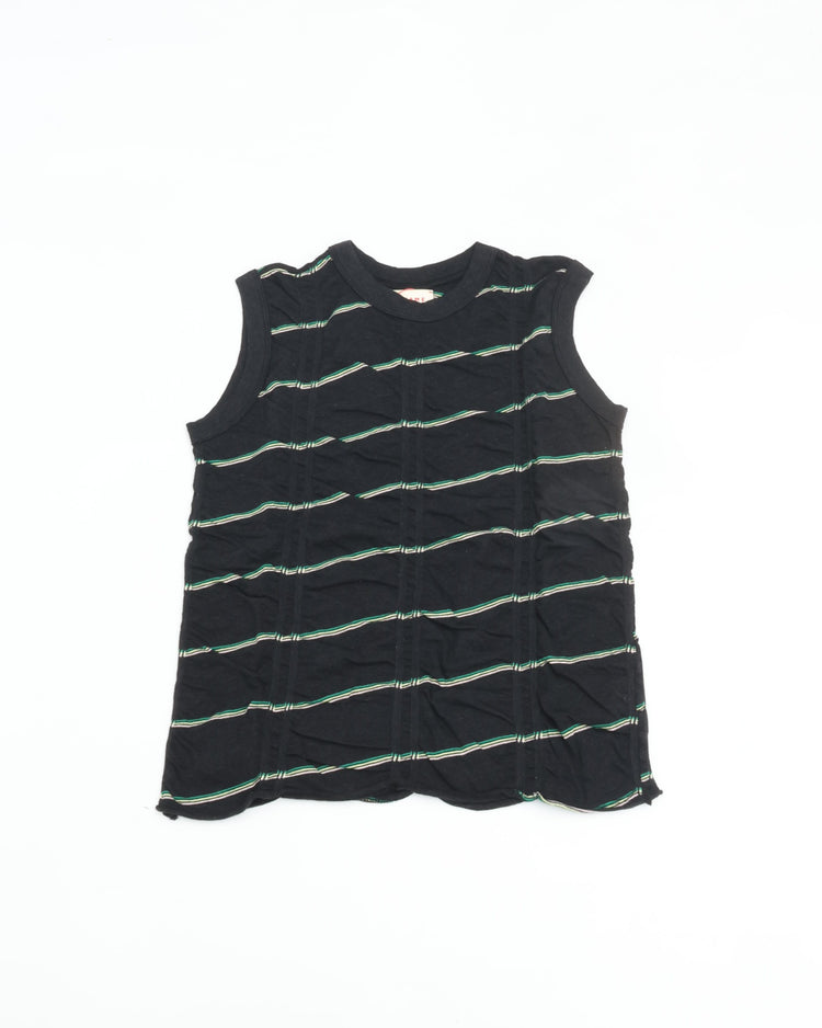 MEYAME　TUCKED JACQUARD BORDER SLEEVELESS MEY-2404 BLACK