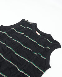 MEYAME　TUCKED JACQUARD BORDER SLEEVELESS MEY-2404 BLACK